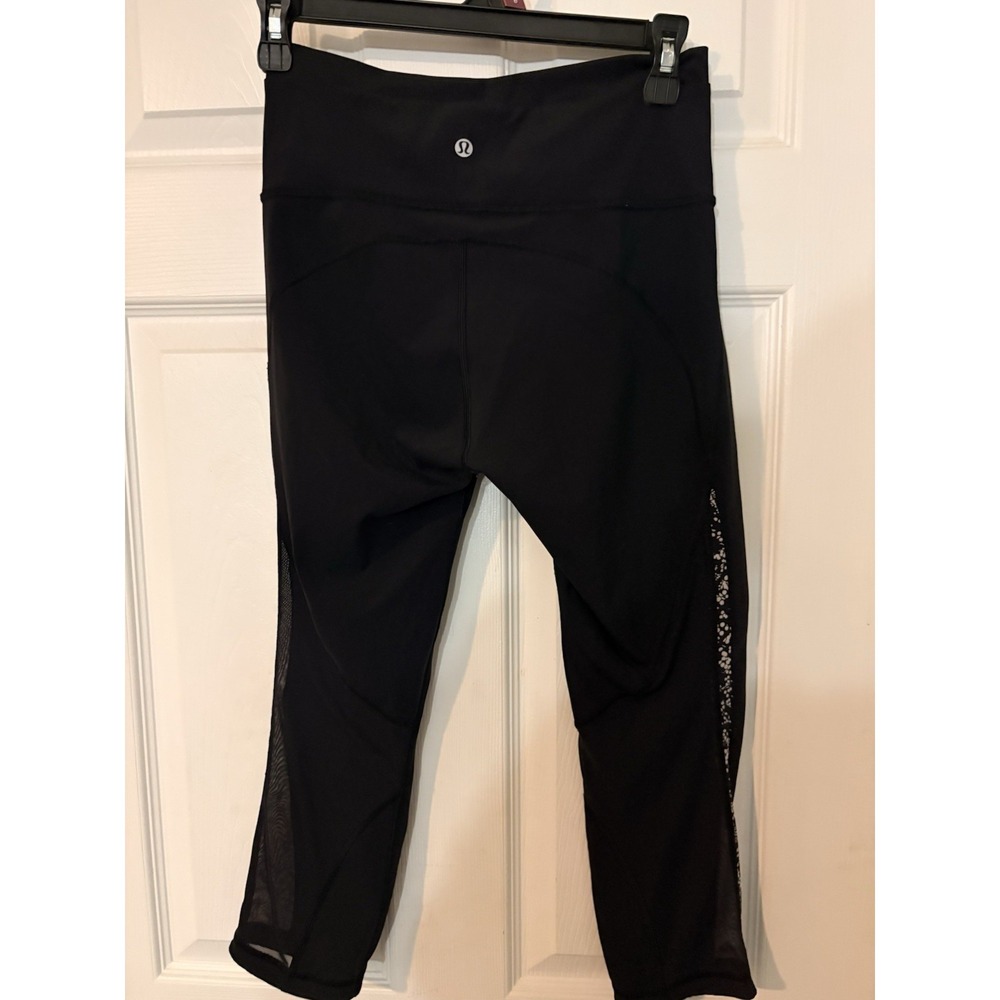 Lululemon Athletica Black White M Cropped Mesh Leggings Women's Activewear - Picture 4 of 8